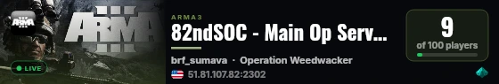 82ndSOC - Main Op Server - 1 live status badge