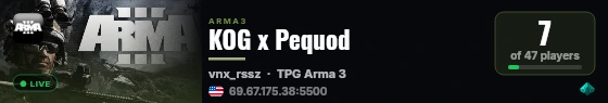 KOG x Pequod live status badge