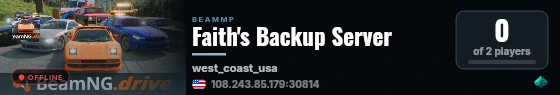 Faith's Backup Server live status badge