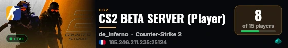 CS2 BETA SERVER (Player) live status badge