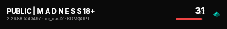 PUBLIC | M A D N E S S 18+ live status badge