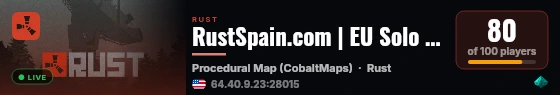 RustSpain.com | EU Solo Only live status badge