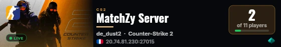 MatchZy Server live status badge