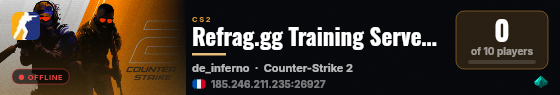 Refrag.gg Training Server (Player) live status badge