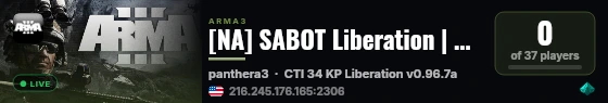 [NA] SABOT Liberation | S2 | discord.gg/Sg7ZZ4exs2 live status badge