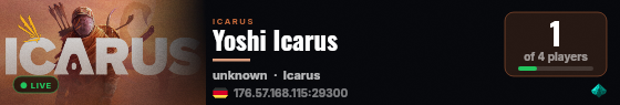 Yoshi Icarus live status badge