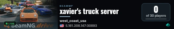 xavier's truck server live status badge