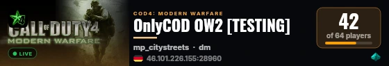 OnlyCOD OW2 [TESTING] live status badge