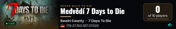Medvědí 7 Days to Die live status badge