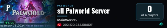 sll Palworld Server live status badge