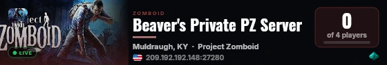 Beaver's Private PZ Server live status badge