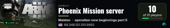 Phoenix Mission server live status badge