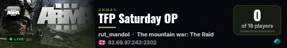 TFP Saturday OP live status badge