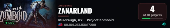 ZANARLAND live status badge