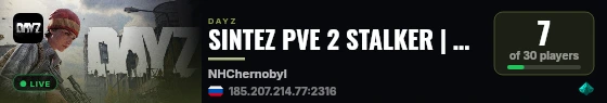 SINTEZ PVE 2 STALKER | Quests | Bots | Skills | Cars live status badge
