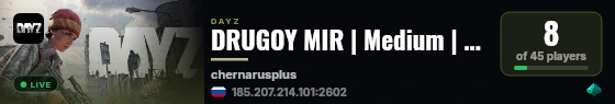 DRUGOY MIR | Medium | Chernarus live status badge