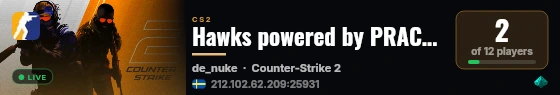 Hawks powered by PRACC.COM live status badge
