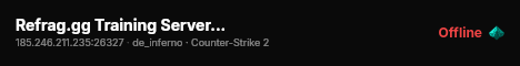 Refrag.gg Training Server (Player) live status badge