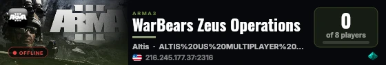 WarBears Zeus Operations live status badge