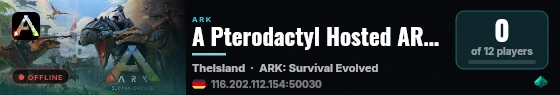 A Pterodactyl Hosted ARK Server - (v361.7) live status badge