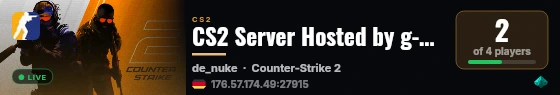 CS2 Server Hosted by g-portal.com live status badge