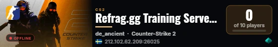 Refrag.gg Training Server (Player) live status badge