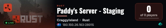 Paddy's Server - Staging live status badge