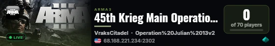 45th Krieg Main Operations Server live status badge