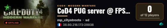 CoD4 PUG server @ FPSChallenge.eu live status badge