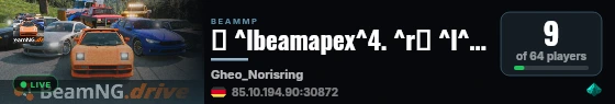 ⚡ ^lbeamapex^4. ^r❙ ^l^cRace ^r❙ ^l^6Norisring ^r❙ ^l^cAutomatic Races ^r^l^6•^l ^cStats ^r❙ ^l^6by ^fbeamsharp^r^l^4. ^r❙ ^7BeamApex:BeamSharp:Beam#:Rigged:Racing live status badge