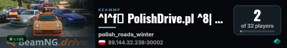 ^l^f🚒 PolishDrive.pl ^8| ^fPolish ^cRoads ^fWinter ^8| ^eMAP VERSION 3.3 live status badge