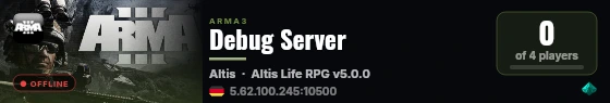 Debug Server live status badge
