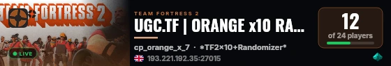 UGC.TF | ORANGE x10 RANDOMIZER | EU live status badge