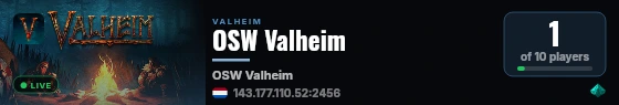 OSW Valheim live status badge