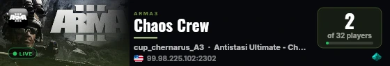 Chaos Crew live status badge