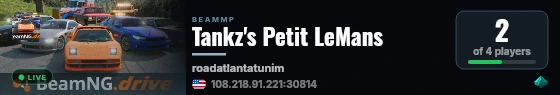 Tankz's Petit LeMans live status badge