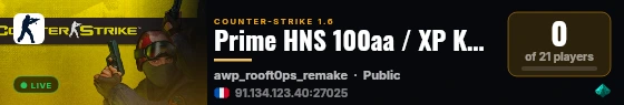 Prime HNS 100aa / XP KNIFE SYSTEM live status badge
