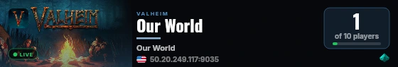 Our World live status badge