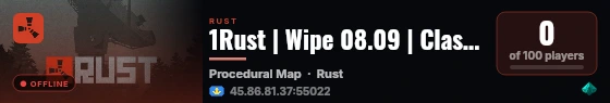 1Rust | Wipe 08.09 | Classic | No P2W | F7 Reports live status badge