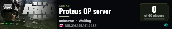 Proteus OP server live status badge