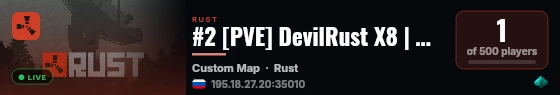 #2 [PVE] DevilRust X8 | MoreEvents | RB | Eco | TP | NPC |... live status badge