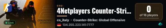 4Netplayers Counter-Strike: Global Offensive: Testing Server live status badge