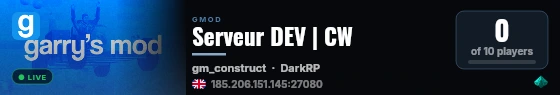 Serveur DEV | CW live status badge