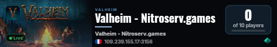 Valheim - Nitroserv.games live status badge