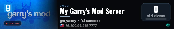 My Garry's Mod Server live status badge