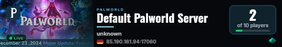 Default Palworld Server live status badge