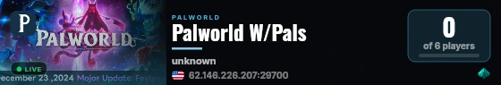 Palworld W/Pals live status badge