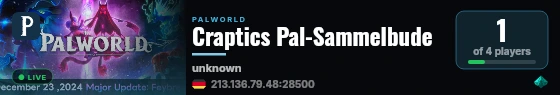 Craptics Pal-Sammelbude live status badge
