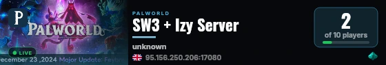 SW3 + Izy Server live status badge