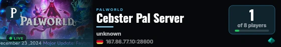 Cebster Pal Server live status badge